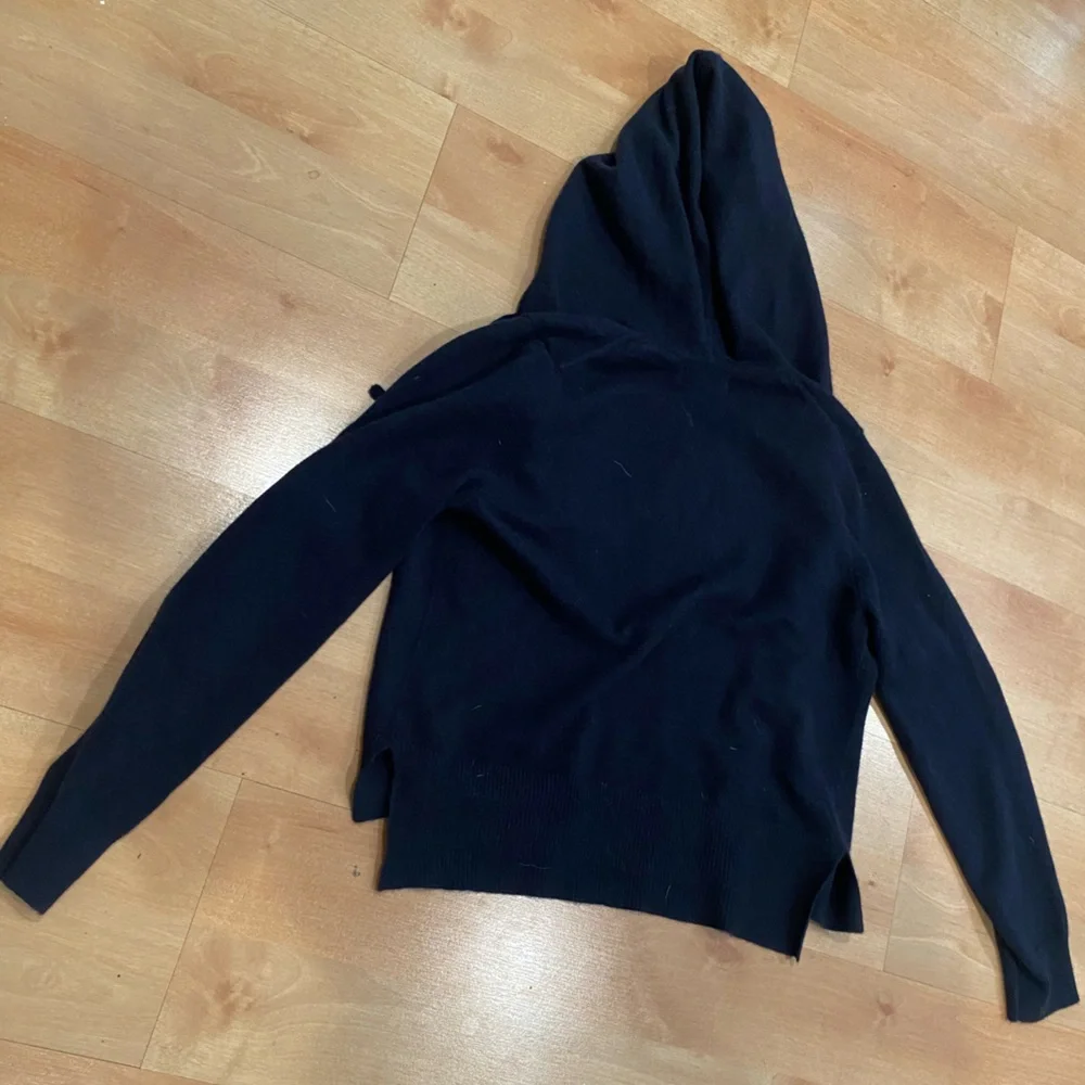 NAADAM Black Hooded Zip-Up Sweater